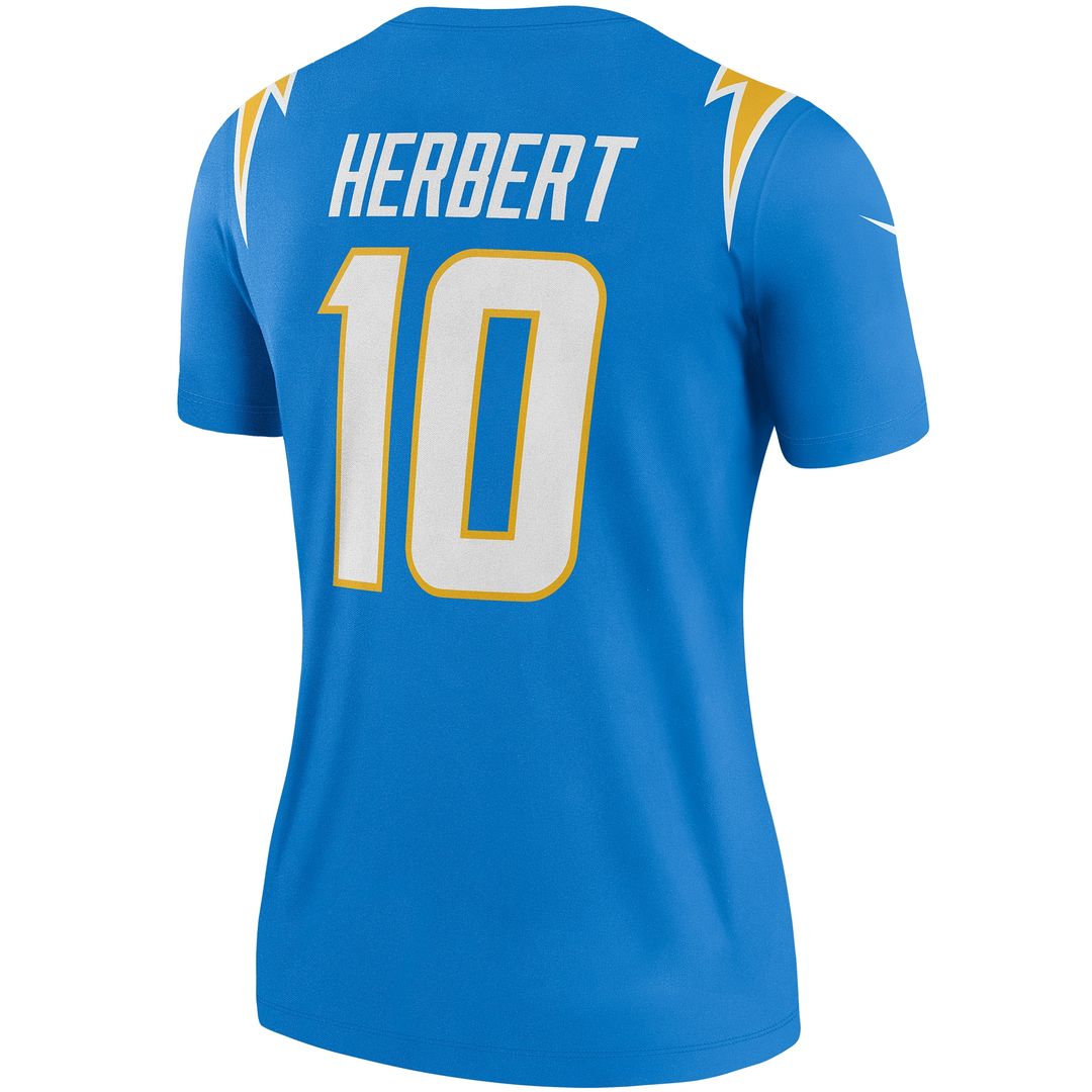 Justin Herbert Los Angeles Chargers Nike Women's Legend Player Performance Top - Powder Blue
