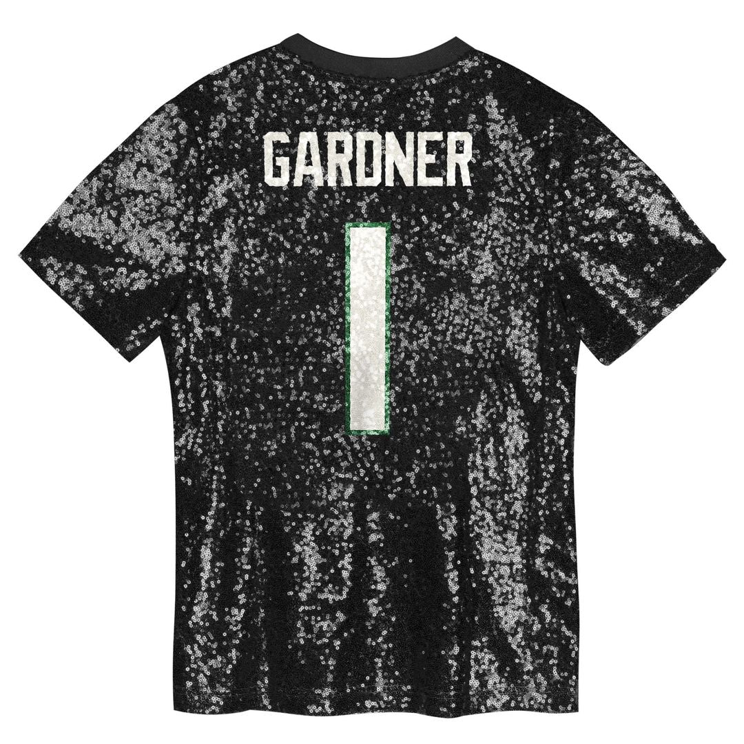 Sauce Gardner New York Jets Girls Youth Sequin V-Neck Fashion Jersey - Black