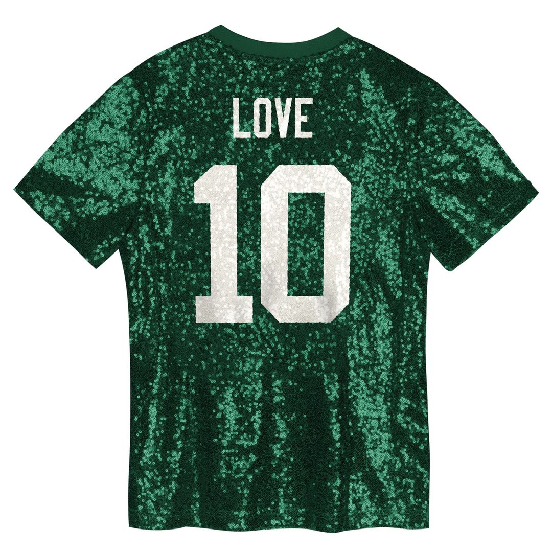 Jordan Love Green Bay Packers Girls Youth Sequin V-Neck Fashion Jersey - Green
