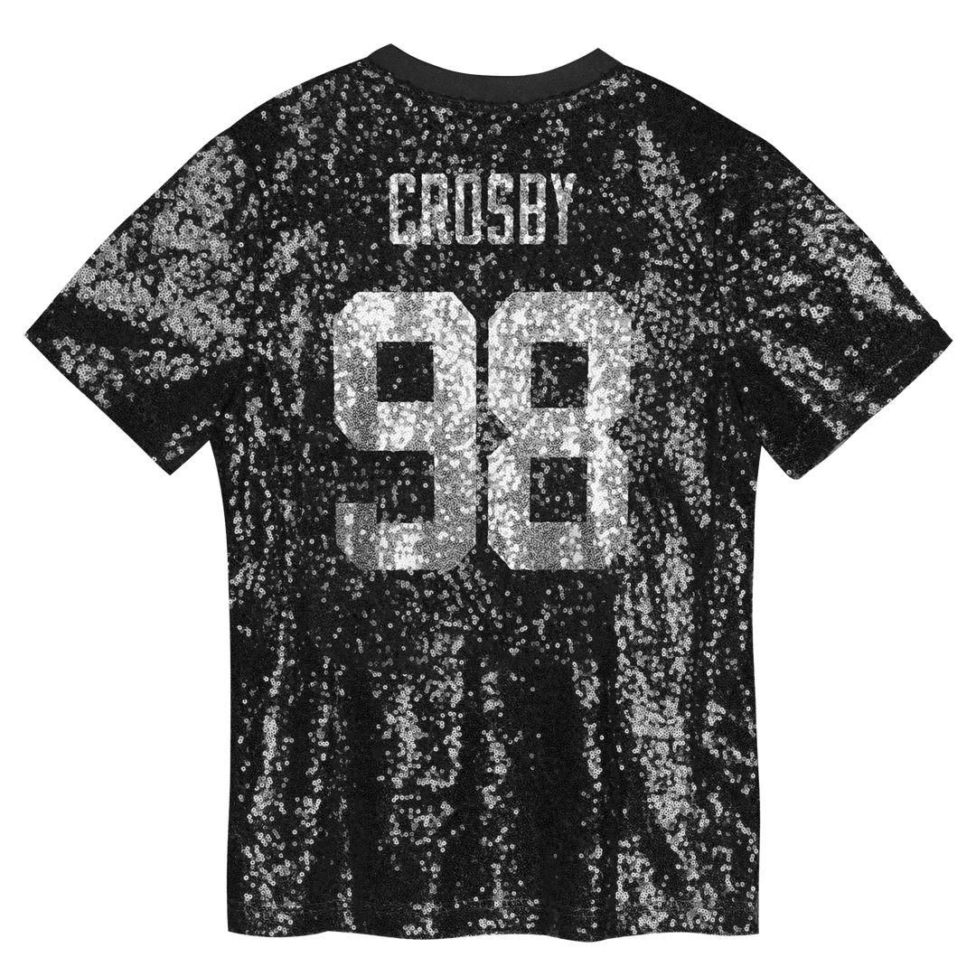 Maxx Crosby Las Vegas Raiders Girls Youth Sequin V-Neck Fashion Jersey - Black