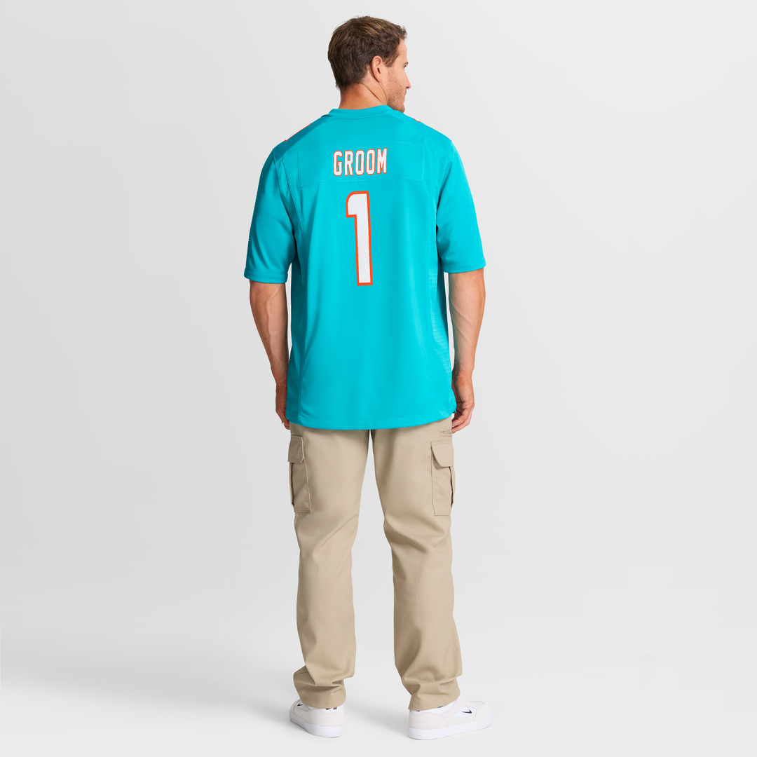 Number 1 Groom Miami Dolphins Nike Game Jersey - Aqua