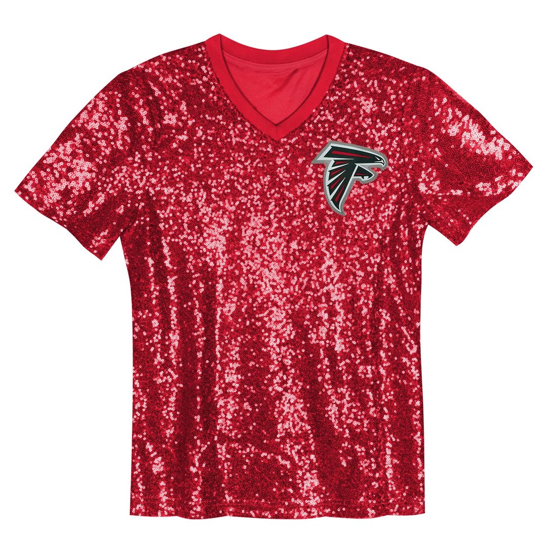 Bijan Robinson Atlanta Falcons Girls Youth Sequin V-Neck Fashion Jersey - Red