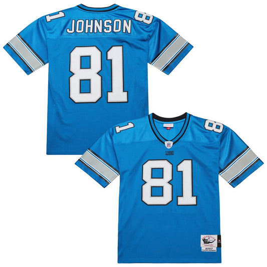 Calvin Johnson Detroit Lions Mitchell & Ness 2007 Authentic Throwback Retired Player Jersey - Blue