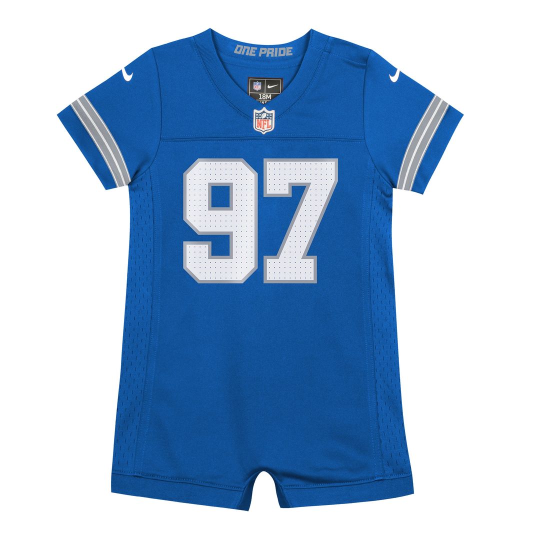 Aidan Hutchinson Detroit Lions Nike Newborn & Infant Game Romper Jersey - Blue