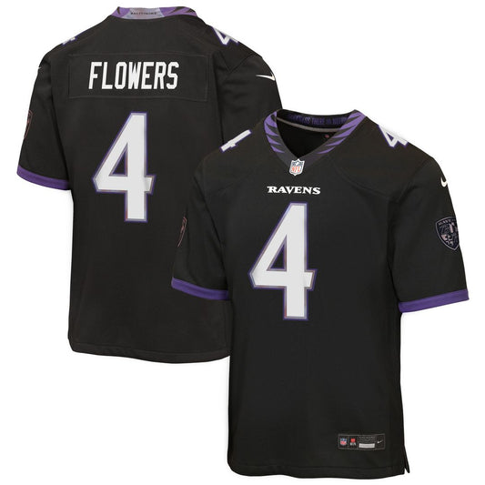 Zay Flowers Baltimore Ravens Nike Youth Alternate Game Jersey - Black