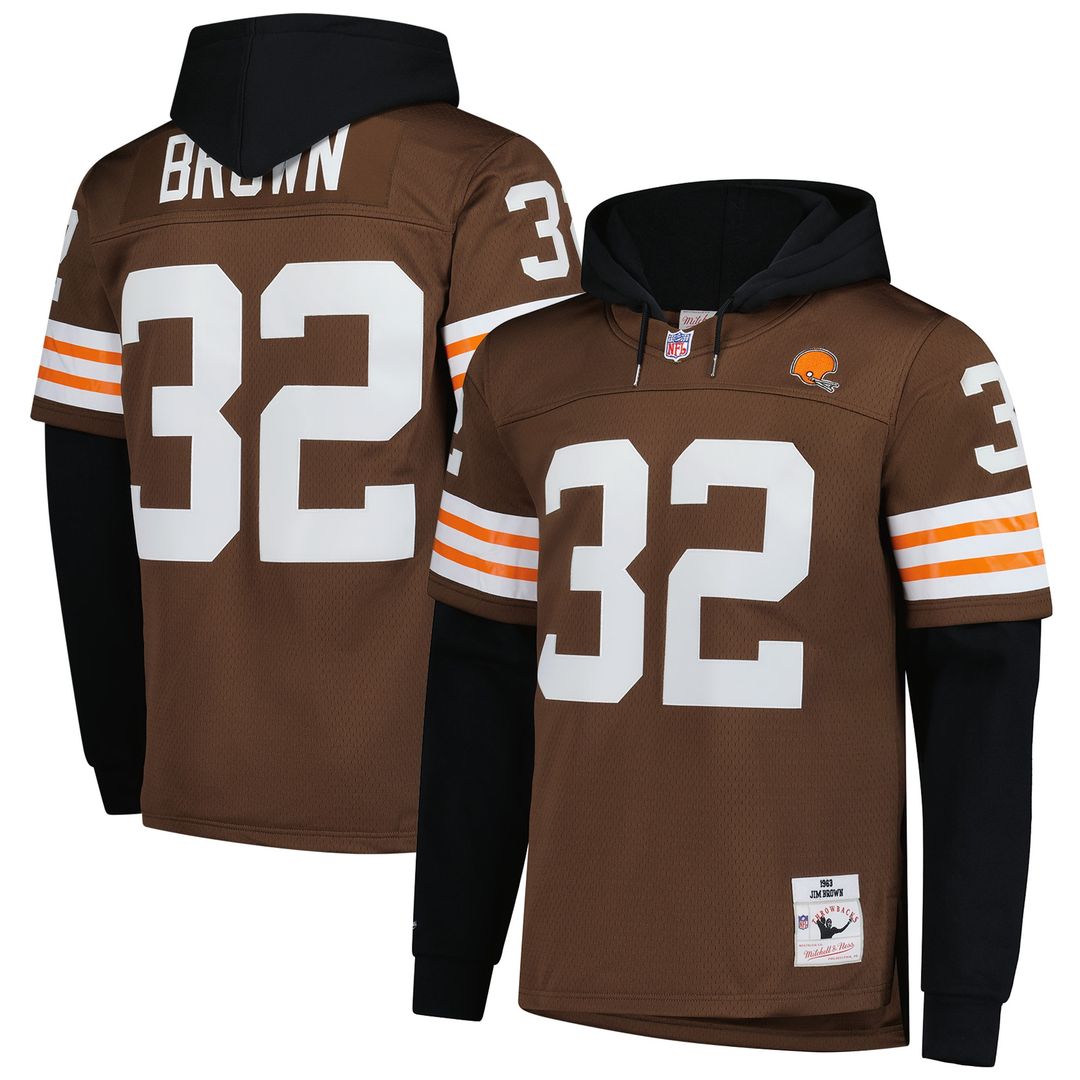 Jim Brown Cleveland Browns Mitchell & Ness Player Name & Number Hoodie Legacy Jersey - Brown