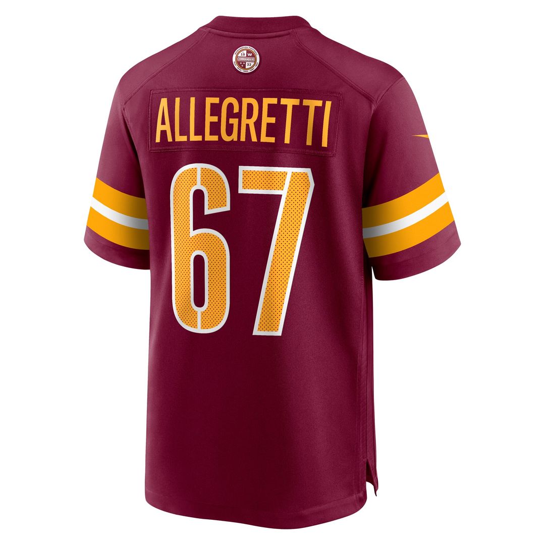Nick Allegretti Washington Commanders Nike  Game Jersey -  Burgundy