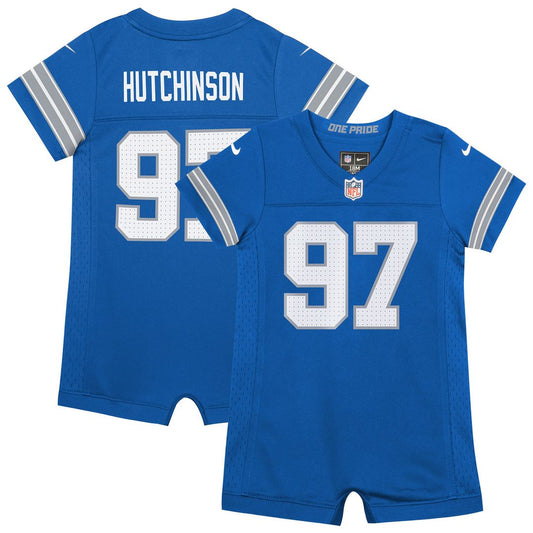 Aidan Hutchinson Detroit Lions Nike Newborn & Infant Game Romper Jersey - Blue