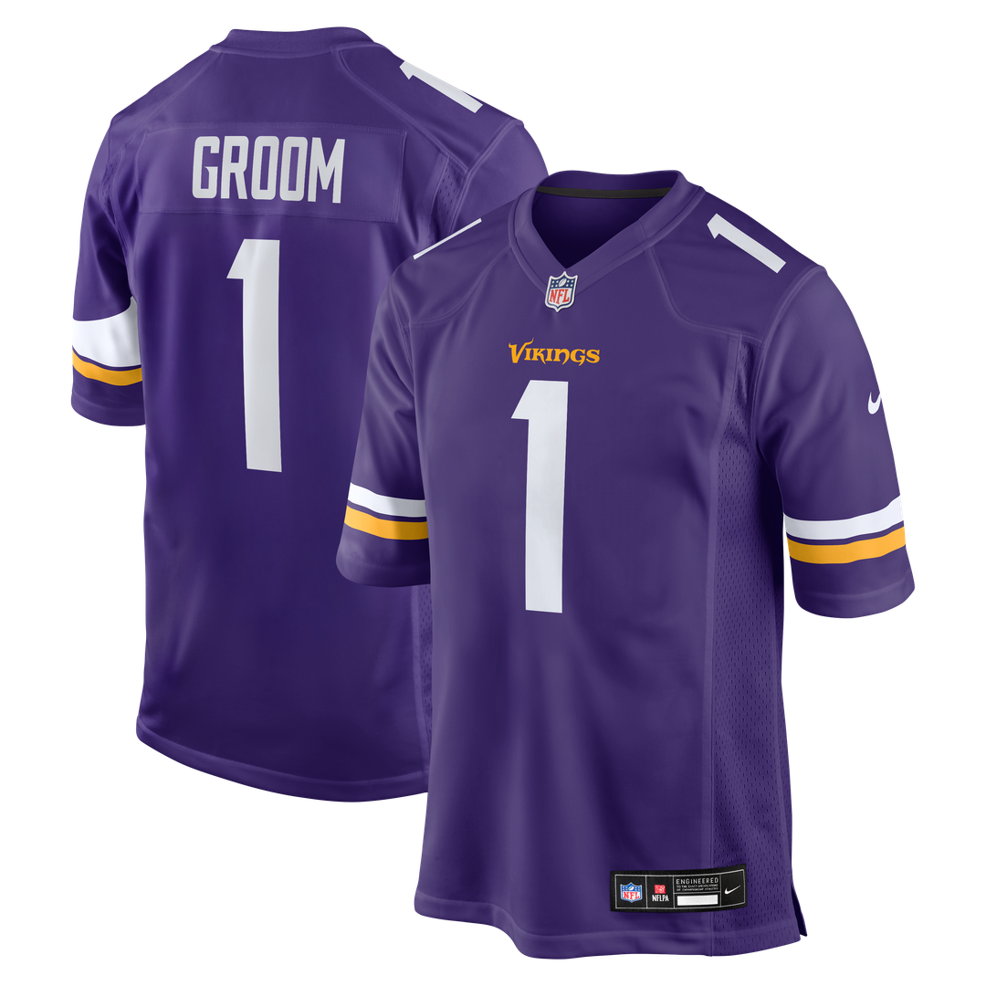 Number 1 Groom Minnesota Vikings Nike Game Jersey - Purple