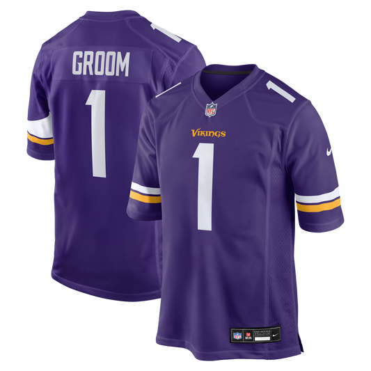 Number 1 Groom Minnesota Vikings Nike Game Jersey - Purple