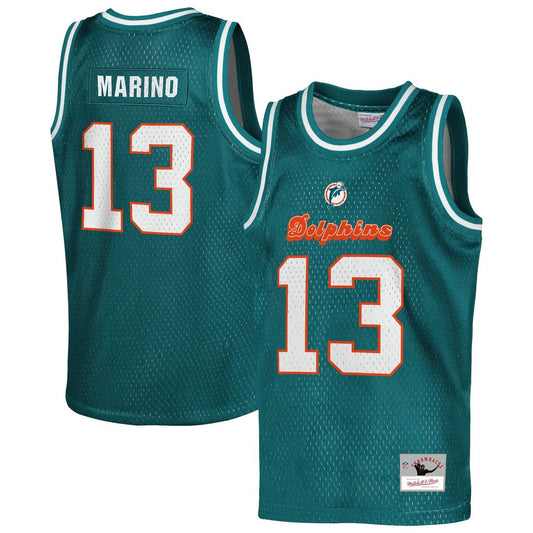Dan Marino Miami Dolphins Mitchell & Ness Youth Retired Player NFL Basketball Fashion Jersey - Aqua