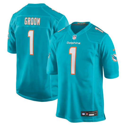 Number 1 Groom Miami Dolphins Nike Game Jersey - Aqua
