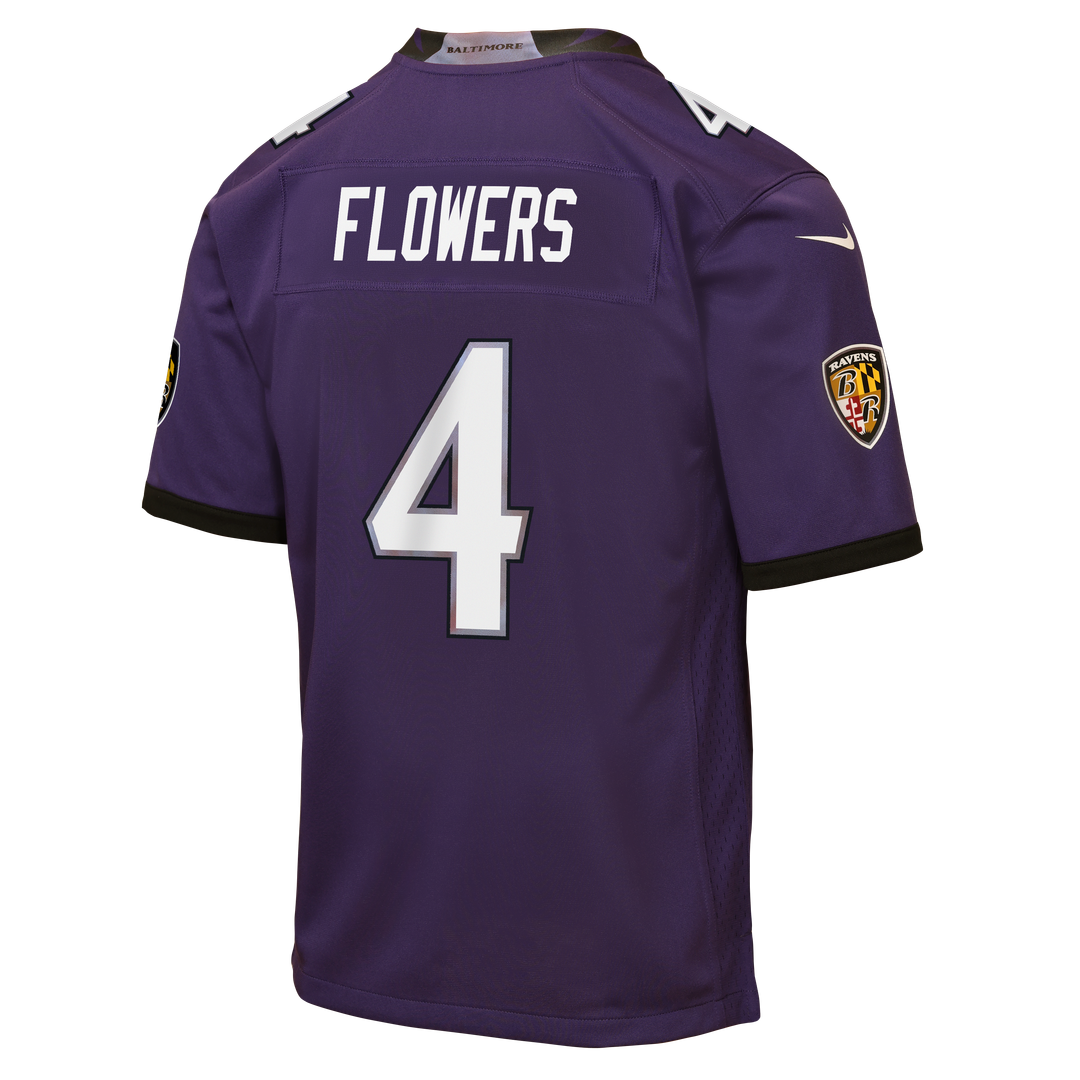 Zay Flowers Baltimore Ravens Nike Youth Game Jersey - Purple