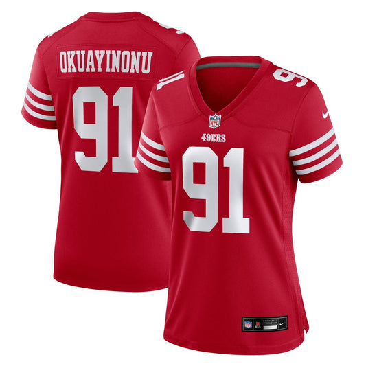 Sam Okuayinonu San Francisco 49ers Nike Women's Team Game Jersey -  Scarlet