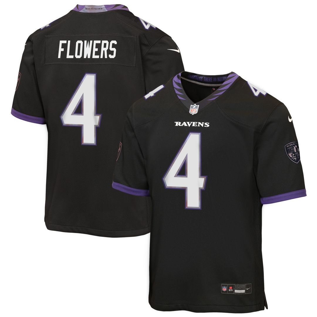 Zay Flowers Baltimore Ravens Nike Youth Game Jersey - Purple