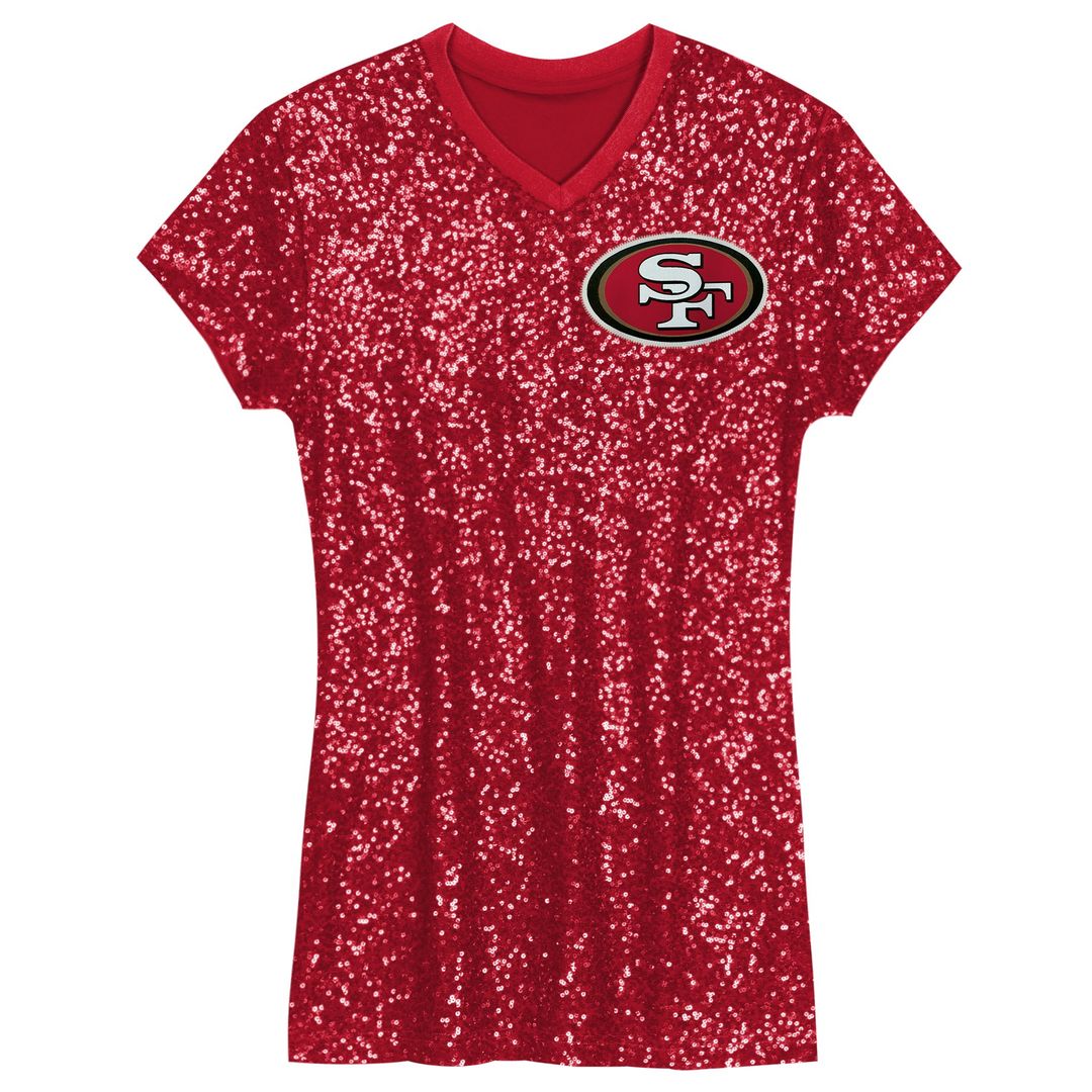 Christian McCaffrey San Francisco 49ers Girls Youth Sequin Player Name & Number V-Neck Dress - Scarlet