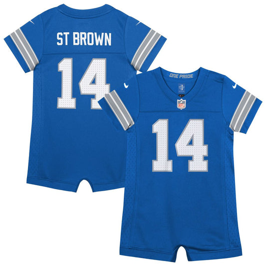 Amon-Ra St. Brown Detroit Lions Nike Newborn & Infant Game Romper Jersey - Blue