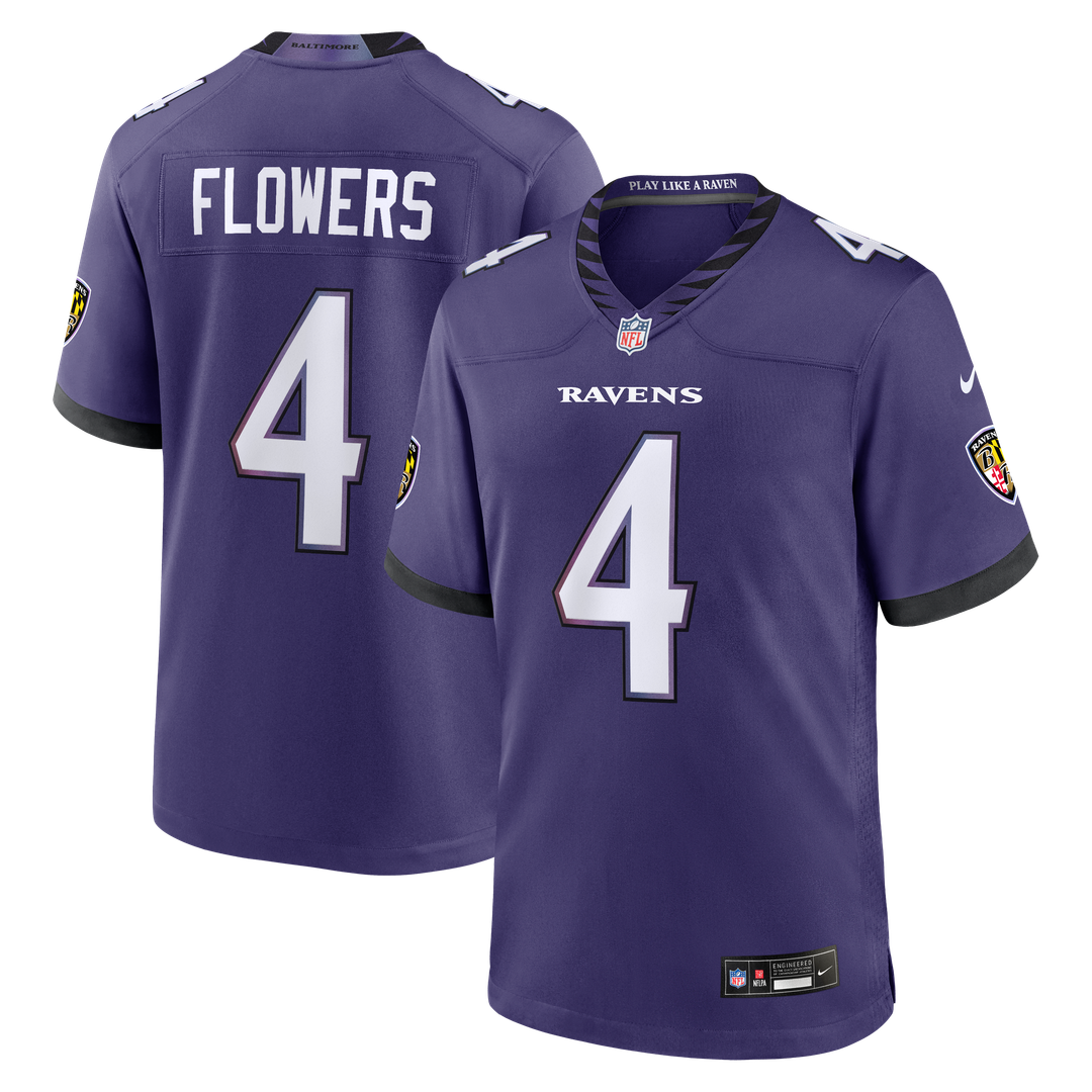 Zay Flowers Baltimore Ravens Nike Team Game Jersey - Purple