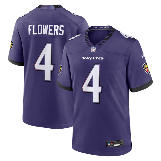 Zay Flowers Baltimore Ravens Nike Team Game Jersey - Purple