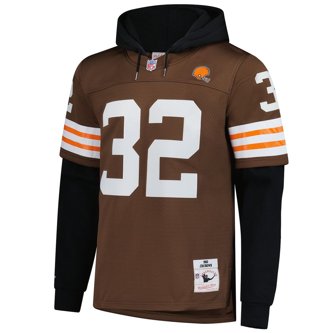 Jim Brown Cleveland Browns Mitchell & Ness Player Name & Number Hoodie Legacy Jersey - Brown