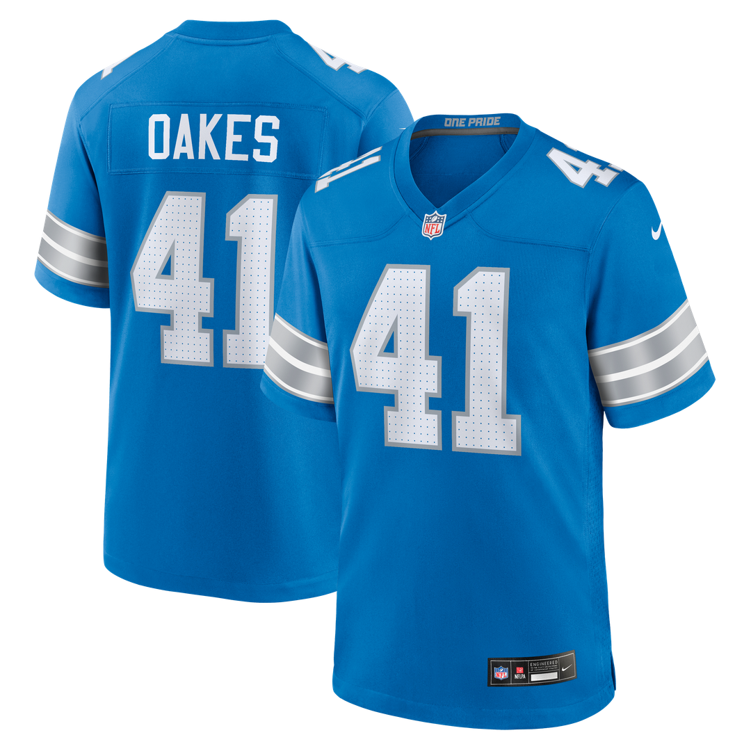 Gunnar Oakes Detroit Lions Nike Team Game Jersey -  Blue
