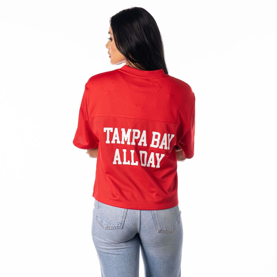 Tampa Bay Buccaneers The Wild Collective Women's Alternate V-Neck Fashion Jersey T-Shirt - Red