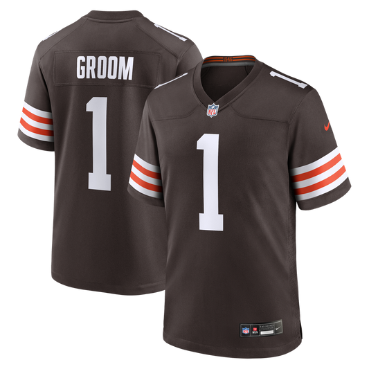 Number 1 Groom Cleveland Browns Nike Game Jersey - Brown