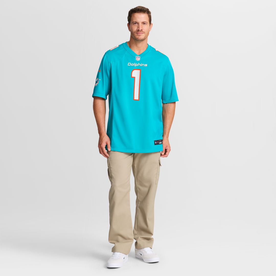 Number 1 Groom Miami Dolphins Nike Game Jersey - Aqua
