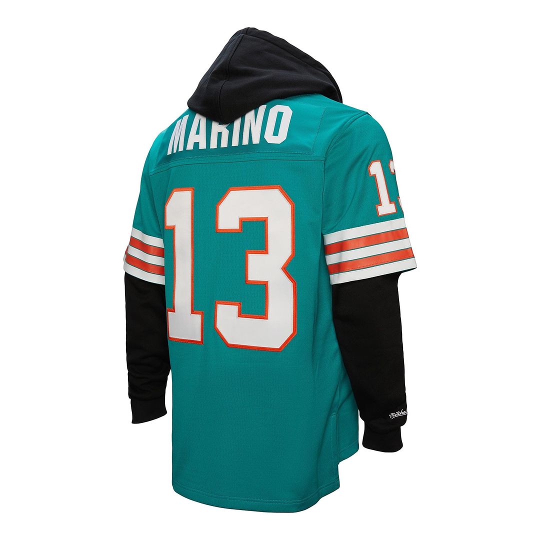 Dan Marino Miami Dolphins Mitchell & Ness Player Name & Number Hoodie Legacy Jersey - Aqua