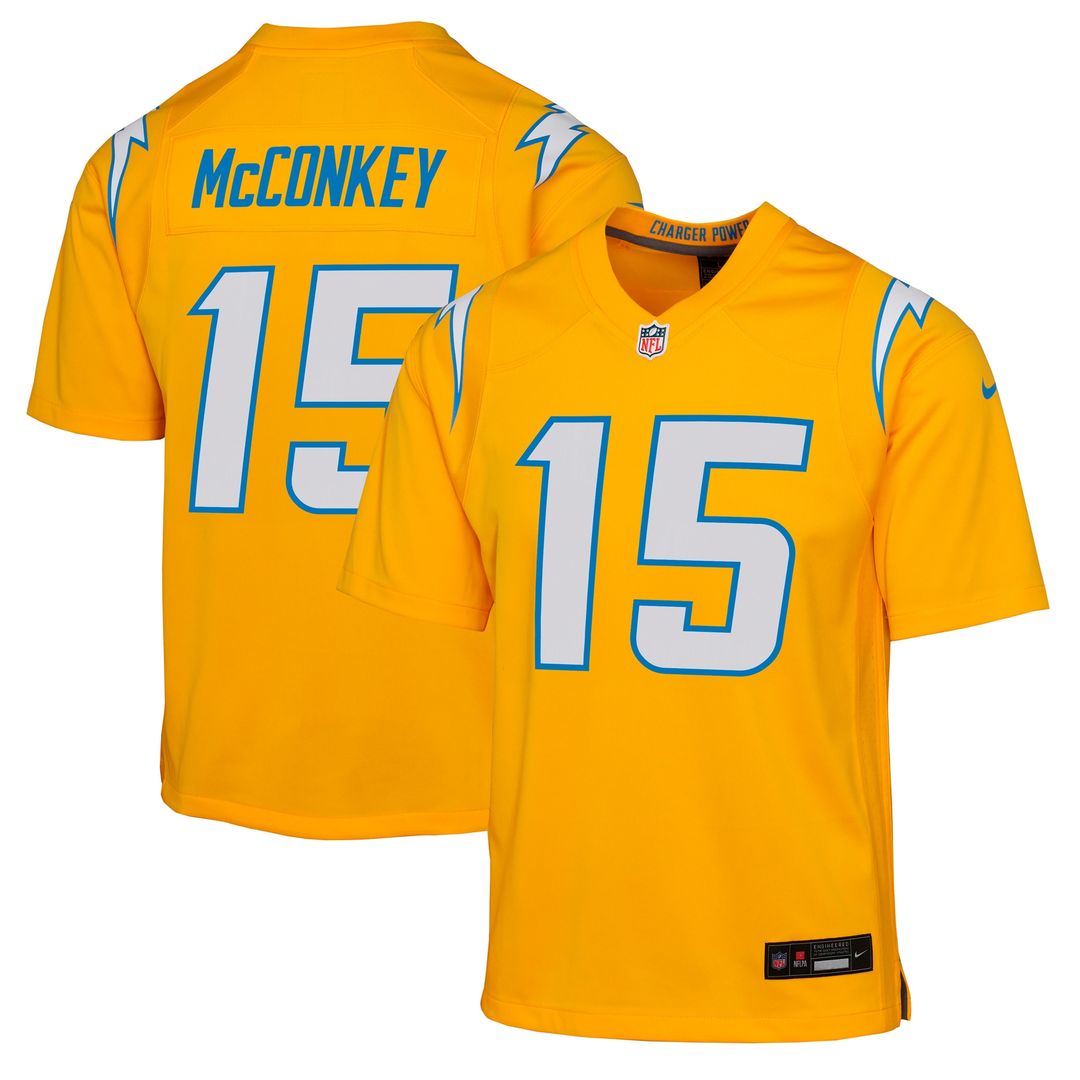 Ladd McConkey Los Angeles Chargers Nike Youth Alternate Charger Power Game Player Jersey - Gold
