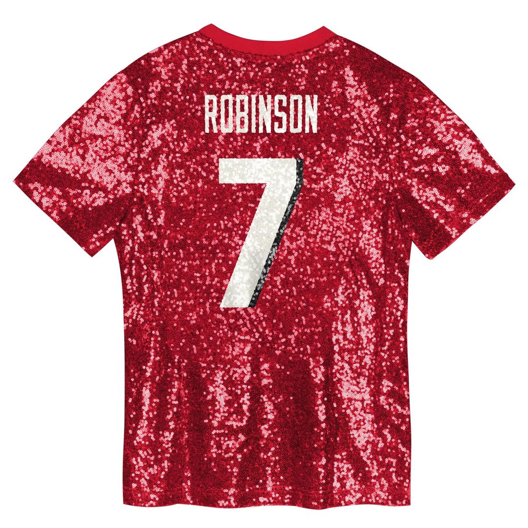 Bijan Robinson Atlanta Falcons Girls Youth Sequin V-Neck Fashion Jersey - Red